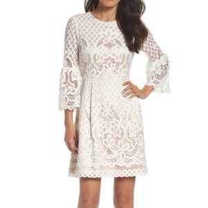 Eliza J Cream Lace 3/4 Bell Sleeve Dress Women’s Size 4 Coquette Whimsy